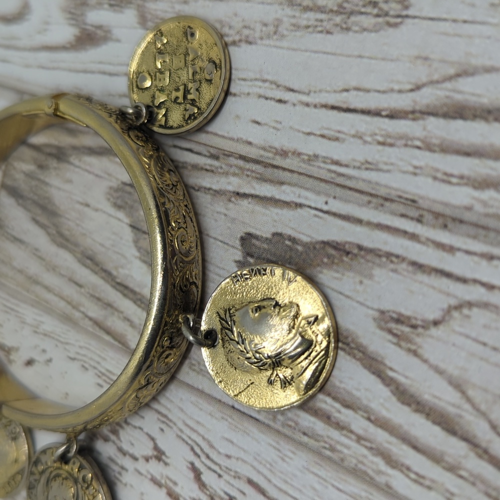 Whiting and Davis Vintage Coin Hinged Bracelet - Picture 8 of 12